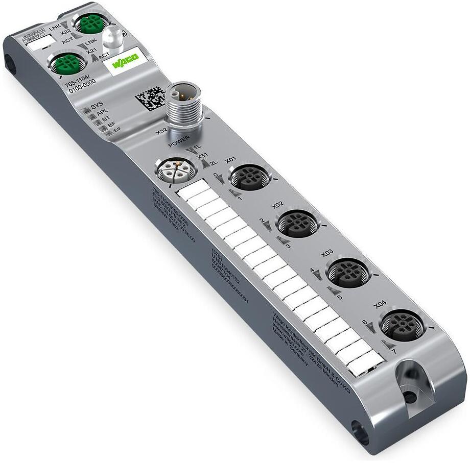 Wago 765-110 8-Kanal-Digitalein-/-ausgang, Profinet, 24VDC/2A, 4xM12 ...