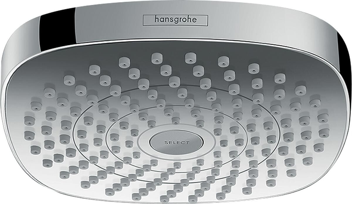 hansgrohe Croma Select E Duschkopf 180 2 Strahlarten wassersparend, Kunststoff, 9 l/min, 187 x 187 mm, Weiß/Chrom (26528400)