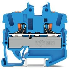 Wago 2252-1204 2-Leiter-Mini-Durchgangsklemme mit Drücker, 2,5mm², Push-in Cage Clamp, blau