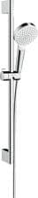 hansgrohe Crometta Duschset 100 1 Strahlart wassersparend mit Duschstange 65 cm, Messing, 6,7 l/min, 100 mm, Weiß/Chrom (26535400)