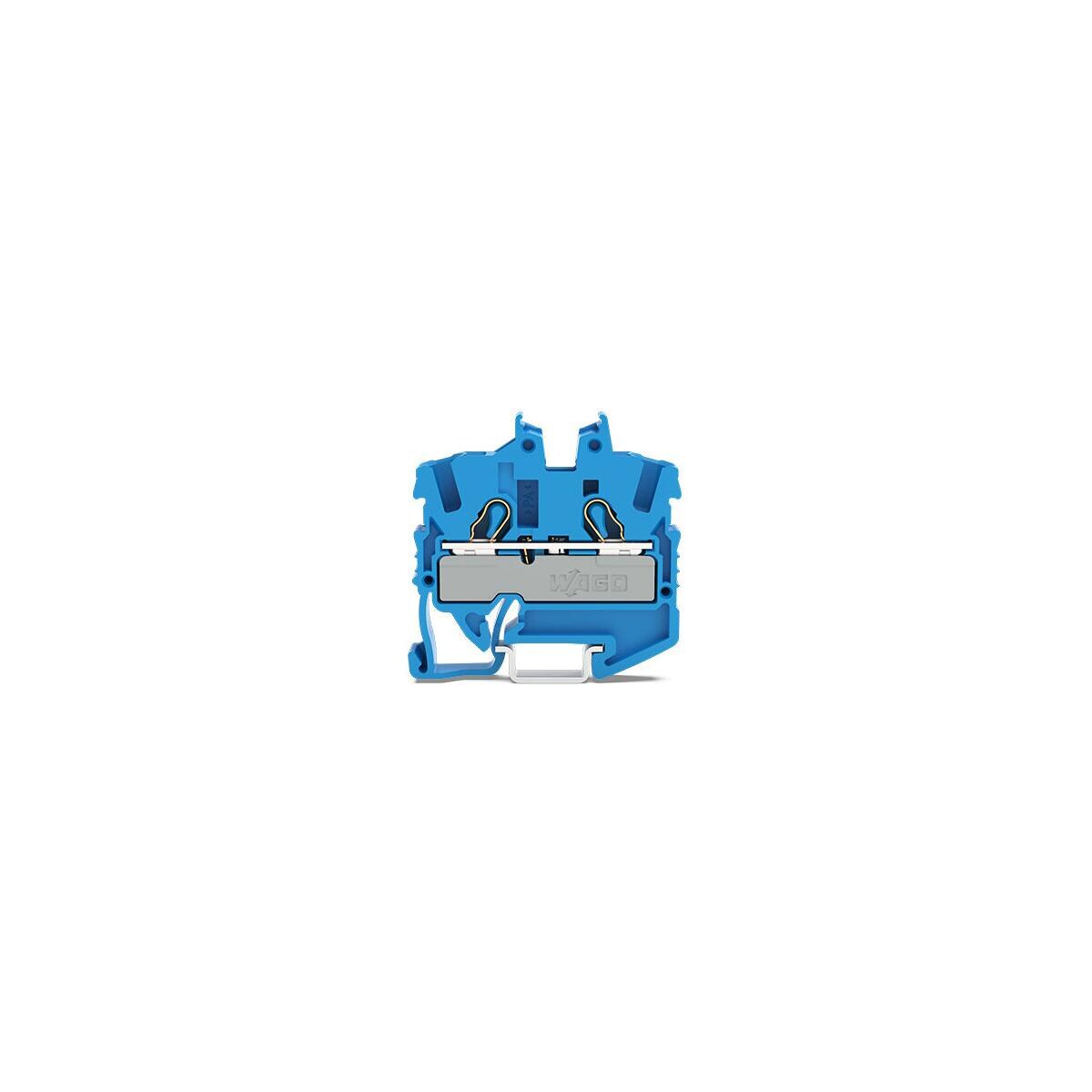 Wago 2052-1204 2-Leiter-Mini-Durchgangsklemme mit Betätigungsöffnung, 2,5mm², Push-in Cage Clamp, blau