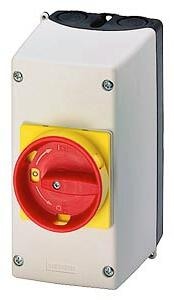 Siemens 3RV1923-1FA00 Isolierstoff-Aufbaugehäuse mit NOT-AUS-Drehantrieb 54 mm, mit metrischer Kabeldurchführung