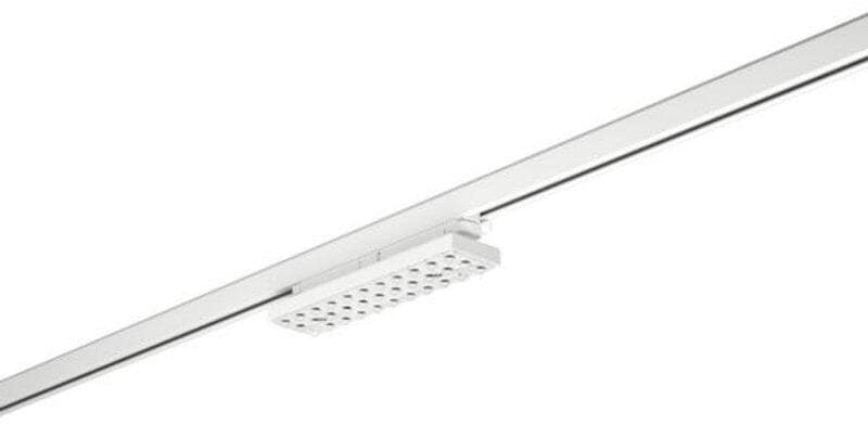 Brumberg BALI MINI LED-Schienenstrahler, drehbar, doppel-asymmetrisch-breitstrahlend, quer: 83° & längs: 96°, 20W, 3000K, 2600lm, DALI, weiß struktur