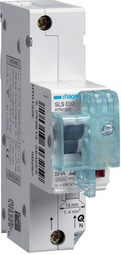Hager HTN132E SLS Schalter 1-Polig, E-Charakteristik, 32A, für Hutschienenmontage