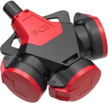 PCE 3-Wegekupplung Taurus2, Vollgummi mit Klappdeckel nat 5p IP54, schwarz/rot (253722-sr5)
