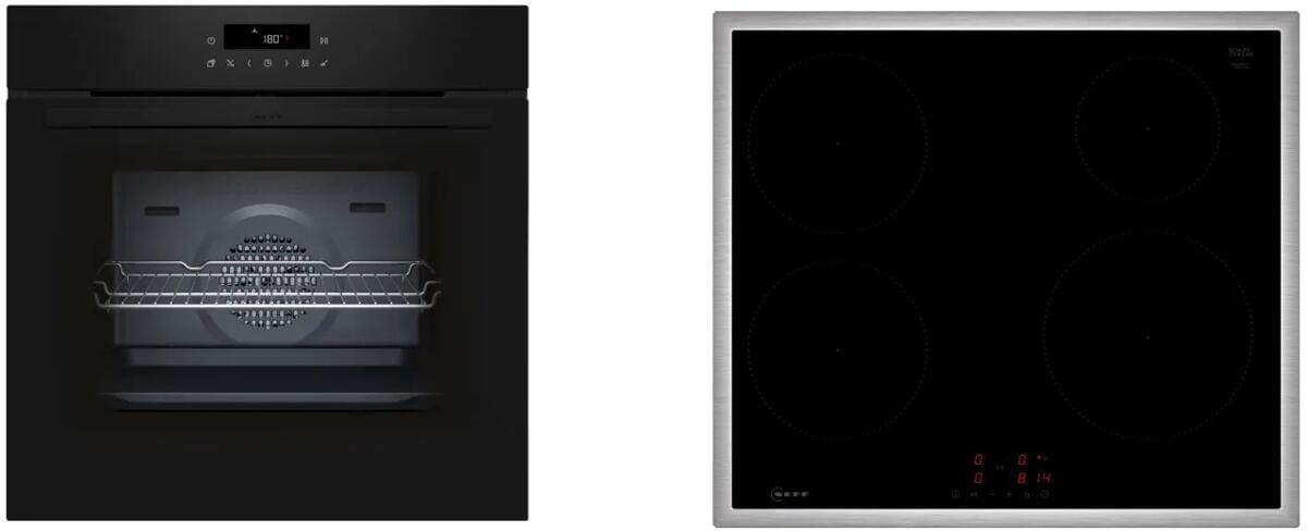 Neff BTX46PIB0 N30/N50 A+ Backofen-Set (B2CCJ7AK3+T46SBE1L0) mit Induktionskochfeld, 60 cm breit, 71 L, Pyrolyse, Touch-Control, Kindersicherung, schw