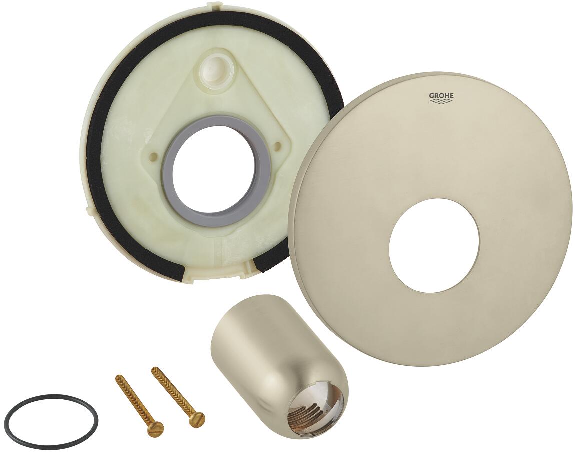 GROHE Rosette, Metall, mit Kappe, für Einhand-Brausebatterie Fertigmontageset, nickel gebürstet (46904EN0)