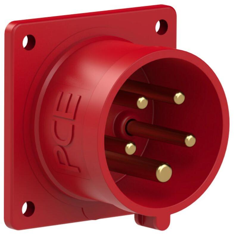 PCE CEE-Anbaugerätestecker, 70x70, gerade, 16A, 5p, 6h, IP44, rot (615-6)