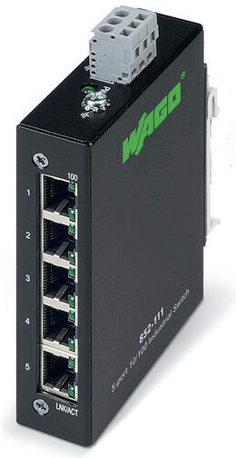 Wago 852-111 Industrial ECO-Switch 5-Port, 100Base-TX, schwarz