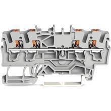 Wago 2202-1401 4-Leiter-Durchgangsklemme mit Drücker, 2,5mm², Push-in Cage Clamp, grau
