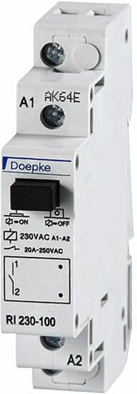 Doepke RI 012-110 Installationsrelais 12V AC, 20A, 1 Öffner, 1 Schließer