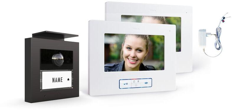 M-E 1-Familienhaus Set RFID, ALU Außenstation Alu Anthrazit & 2x 7" Innenstation, weiß (41477)