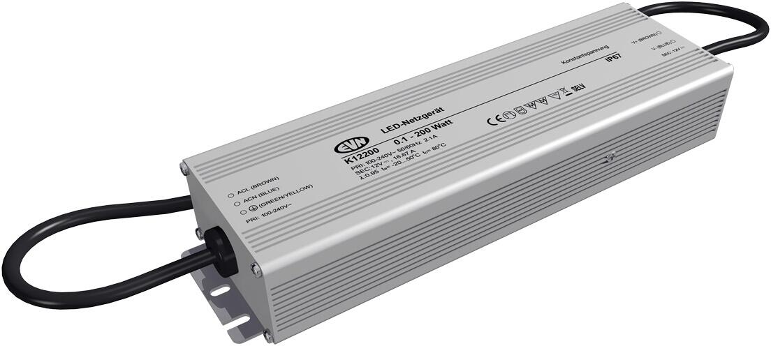 EVN Netzgerät, 12V/DC, 0,1-200W, IP67, Primär: 100-240V (K12200)