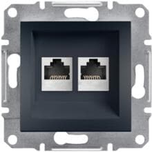 Interra TV/SAT & Datensteckdosen RJ45 Doppel-Datenbuchse CAT6 UTP, anthrazit (ITR4800171)
