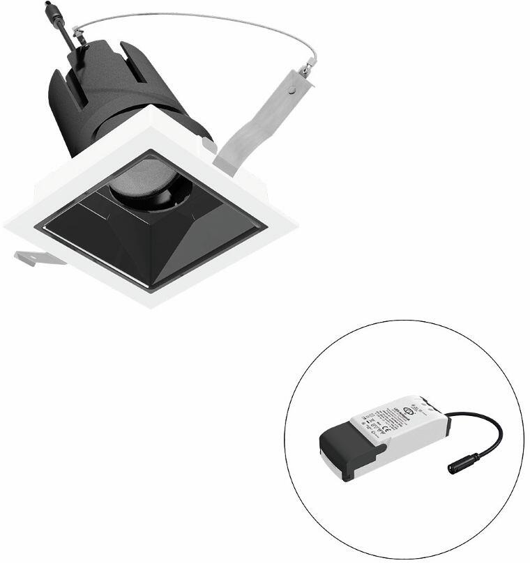 EVN SELECTO LED Deckeneinbau, quadratisch, schwenkbar, IP20, 220-240V/AC, 13W, 1593lm, 4000K, inkl. Netzgerät, Phase, Reflektor schwarz/glänzend, 11.6