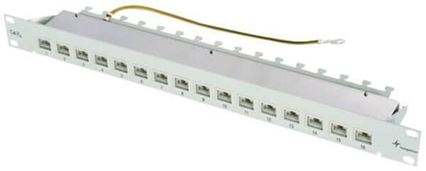 Telegärtner 19" Patch Panel 1HE MPP16-HS K Cat.6a, geschirmt, lichtgrau (100006996)