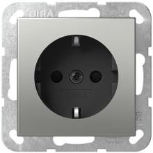 Gira 4183600 SCHUKO-Steckdose 16 A 250 V~ mit Shutter, Schraubklemmen, System 55, Edelstahl