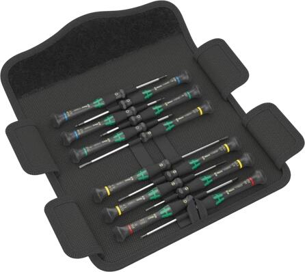 Wera Kraftform Micro-Set/12 SB 1 Elektroniker-/Feinmechaniker-Schraubendrehersatz, 12-Teilig, schwarz grün (05073675001)