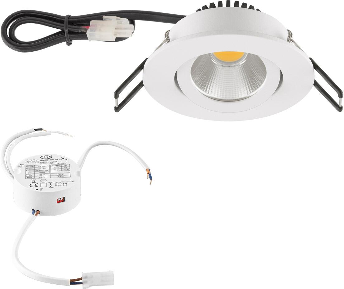 EVN PC20-Serie LED Deckeneinbau, rund, schwenkbar, IP20, 200-240V, 8,4W, 3000K, 1010lm, inkl. DALI-Netzgerät, weiß (PC20D90102)