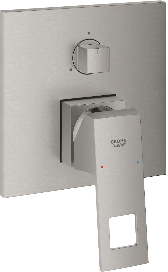 GROHE Eurocube Einhandbatterie, mit 3-Wege Umstellung, Fertigmontageset für Rapido SmartBox, supersteel (24094DC0)
