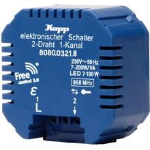 Kopp 808003218 Funk-Empfänger: 2-Draht/1-Kanal, elektronischer Schalter, 7 – 200W/VA, LED 7 – 100 W