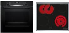 Bosch HBD631CS63 A+ Backofen Set mit Glaskeramikkochfeld (HBG537BB4+PKN645BA2E), 60 cm breit, 71 L, 8 Backofenheizarten, schwarz