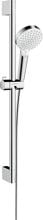hansgrohe Crometta Duschset 100 Vario wassersparend mit Duschstange 65 cm, Messing, 6,7 l/min, 100 mm, Weiß/Chrom (26534400)