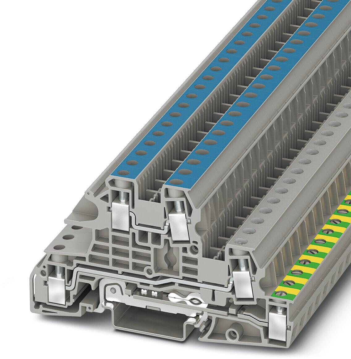 Phoenix Contact UTI 6-PE/L/N Installations-Schutzleiterklemme, Nennstrom: 38 A, Schraubanschluss, Bemessungsquerschnitt: 6 mm2, grau (3076041)