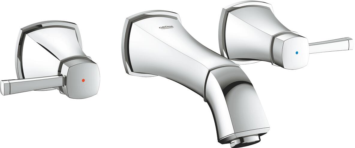 GROHE Grandera 3-Loch-Waschtischbatterie, 1/2", Fertigmontageset 29025002, Ausladung 177 mm, EcoJoy, chrom (20414000)