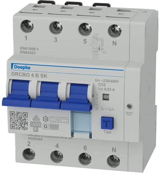 Doepke DRCBO 4 C32/0,03/3N-B FI/LS-Kombination , 32A, 3-polig, C-Charakteristik, Typ B (09948127)