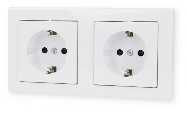 Merten M-SMART MEG2328-1419 Schuko Double Socket with Contact Protection and Plug-In Terminals