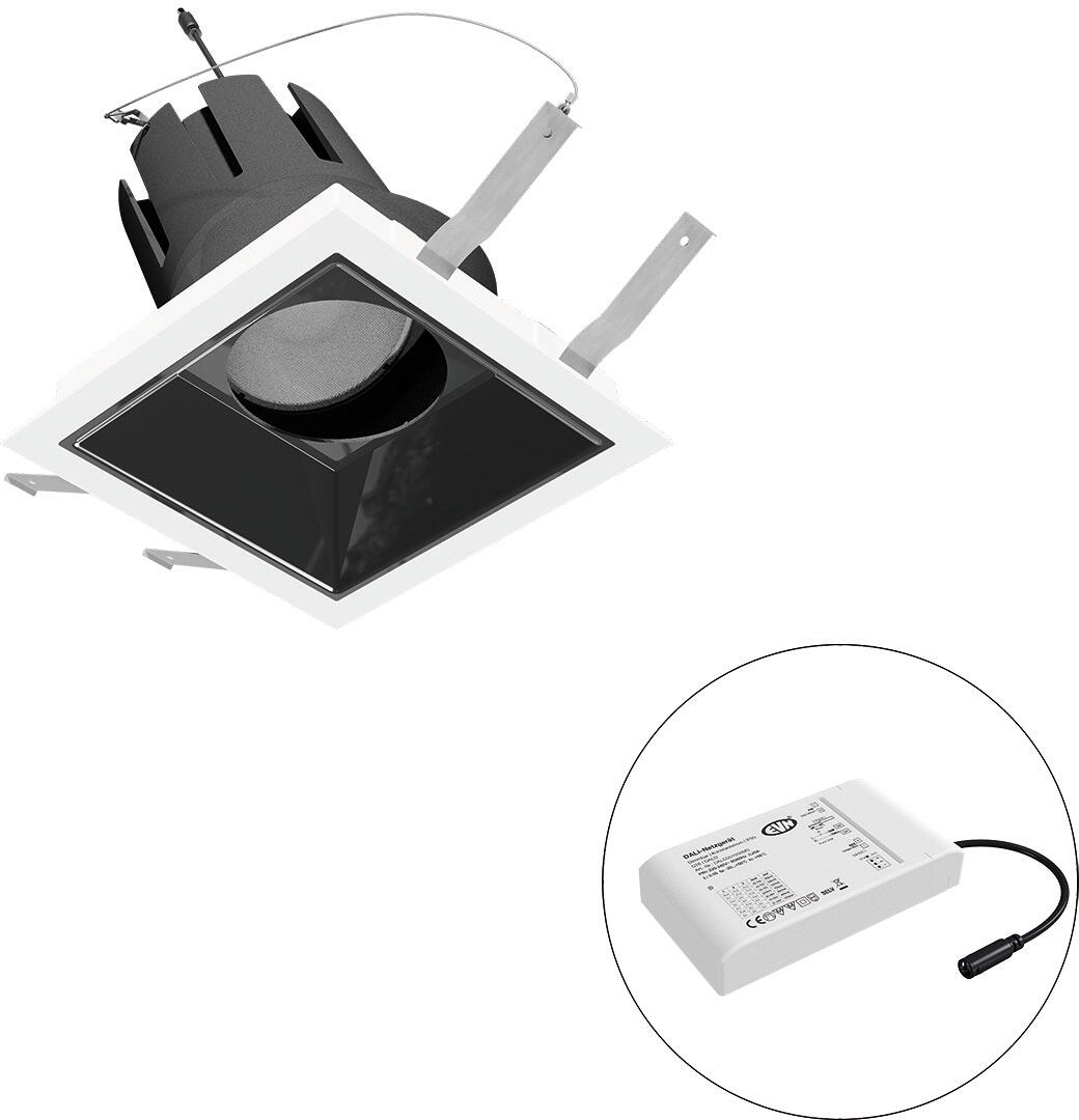 EVN SELECTO LED Deckeneinbau, quadratisch, schwenkbar, IP20, 220-240V/AC, 38W, 4000K, 4655lm, inkl. Netzgerät, DALI, Reflektor schwarz/hochglänzend, 6