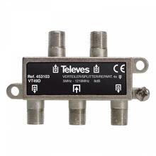 Televes VT49D 4-fach F-Verteiler, für CATV-Signale (453103)