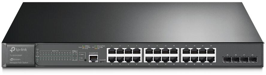 TP-Link TL-SG3428MP JetStream-28-Port-Gigabit-L2-Managed-Switch mit 24 PoE+-Ports, schwarz