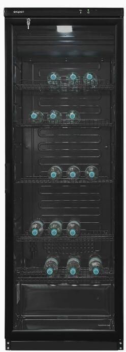Exquisit GKS350-1-GT-280D Glastür-Kühlschrank, 60 cm breit, 320l, schwarz