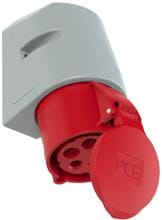 PCE CEE-Wandsteckdose, Aufputzmontage, 32A, 5p, 6h, IP44, TT, rot (125-6tt)