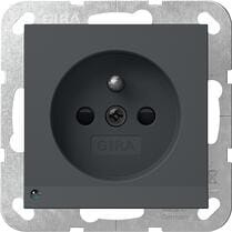 Gira 448928 Steckdose mit Erdungsstift 16 A 250 V~, LED-Orientierungsleuchte und Shutter System 55, Anthrazit