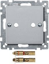 Zentralplatte mit High-End Lautsprecher-Steckverbinder, aluminium matt, Merten 469360