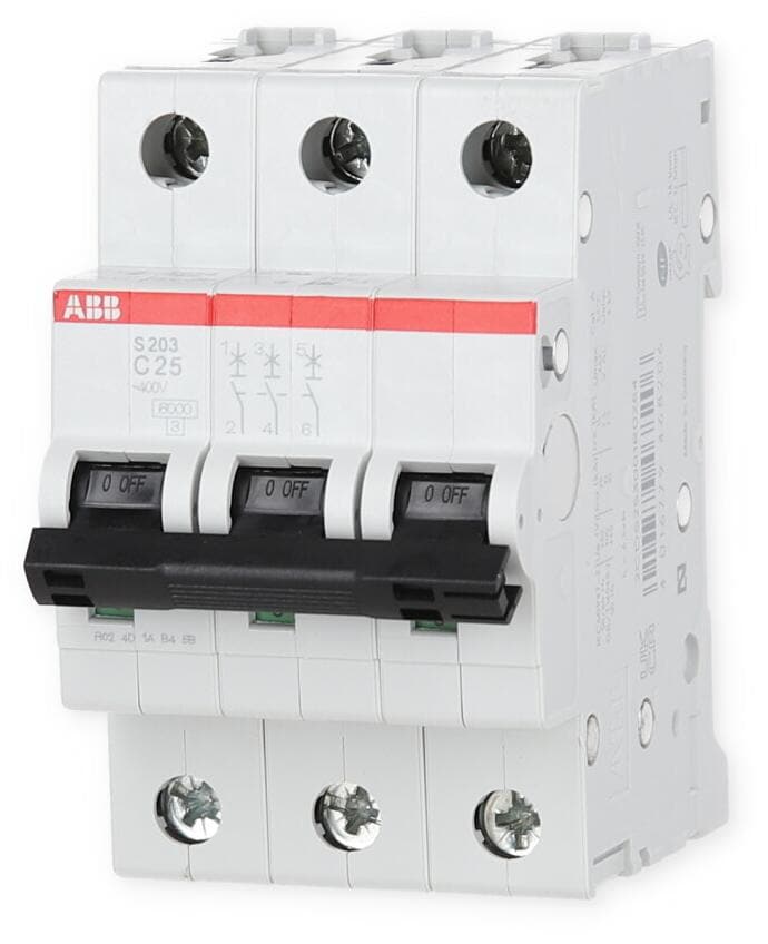 ABB S203-C25 Sicherungsautomat 6kA, 25A, 3-Polig (2CDS253001R0254)