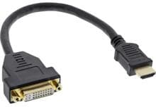 InLine HDMI-DVI Adapterkabel, HDMI Stecker auf DVI Buchse, 0,2m (17670I)