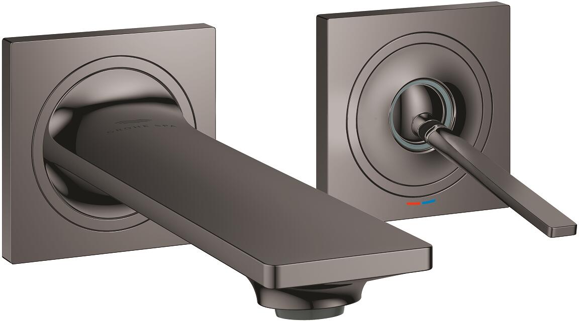 GROHE Allure 2-Loch-Waschtischbatterie, Wandmontage Fertigmontageset für 23 429, Stichmaß 110 mm, Ausladung 154 mm, hard graphite (19309A02)