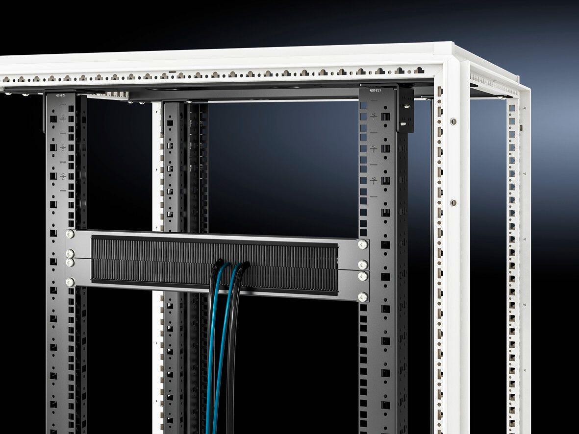 Rittal DK 5302.202 Kabeldurchführungs-Panel, mit Bürstenleiste, 1 HE, 482,6 mm (19"), Stahlblech, RAL 9005