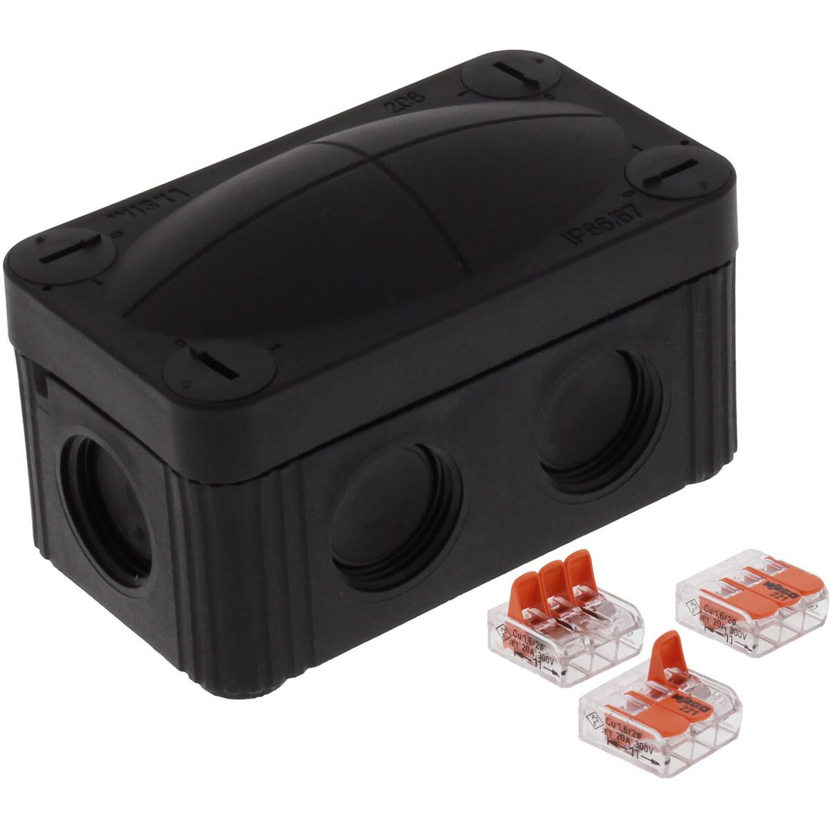 Wiska COMBI 206 BK / 3xWAGO 221-413 Abzweigkasten, 1,5mm², schwarz (10109900)