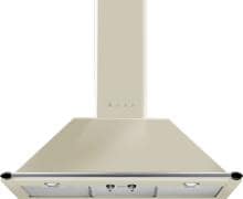 Smeg KT90PE EEK: A Wandhaube Trapez, 90 cm breit, 784 m³/h, Bedienknebel, LED Beleuchtung, Edelstahl-Optic, creme