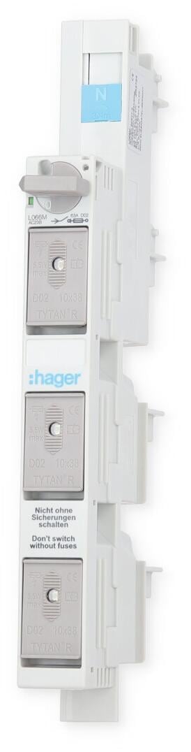 Hager L066M Lasttrennschalter D02, 63A, 4-polig N, vorauseilend, 60mm für Sammelschiene