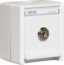 OPUS RESIST Schutzkontakt-Steckdose 1-fach mit Schloss Schließung "1", abschließbar, Aufputz, reinweiß (755.631.02-1)