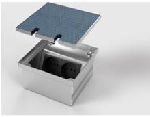 BS Bodensteckdose, 2-fach Schukosteckdose, eckig, belegbar, aluminium, silber (8802T-1-0)