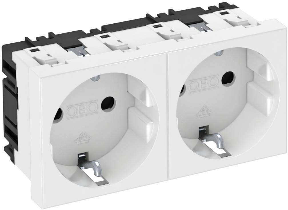 OBO Bettermann STD-D0 RW2 Steckdose 0°, Schutzkontakt, 2-fach (6120022)