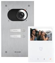 Comelit KVS2002 Zweifamilienhaus-Kit Switch, 1x Monitor Mini HF, SB2, silber/weiß