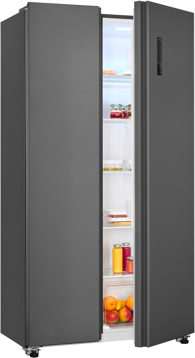Exquisit SBS46-040E Stand Side-by-Side Kombination, 91 cm breit, 442 L, NoFrost, LED Beleuchtung, Temperaturregelung, Umluftventilator, Schnellkühlen